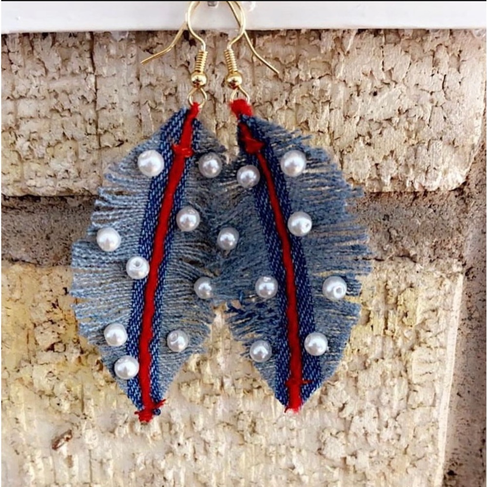 Medium Sized Blue-Jean Earrings (skinny)